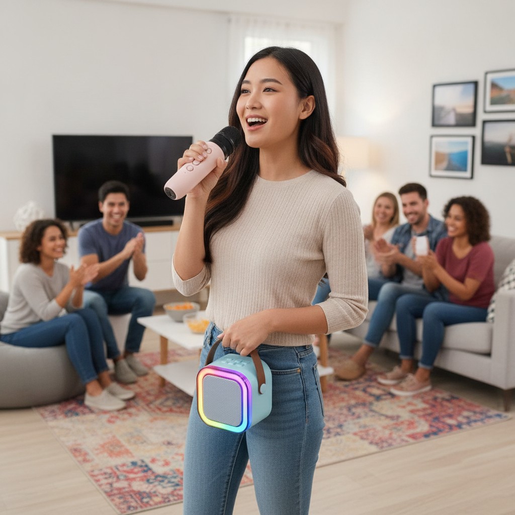Bluetooth Karaoké - Microphone Inclus, Lumières RGB, Multimode - K12 - couleur et design aléatoires - Marjane Mall - Image 4