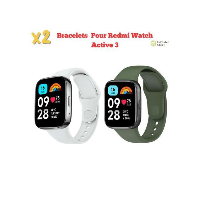 Bracelet de rechange - Xiaomi - Redmi Watch 3 Active - Silicone souple - Mixte - 2 pièces