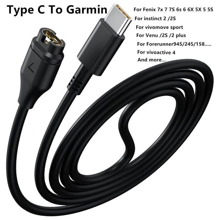 Câble de Chargement USB Type-C pour Garmin 7 7S 7X 6 6S 6X 5 5S 5X