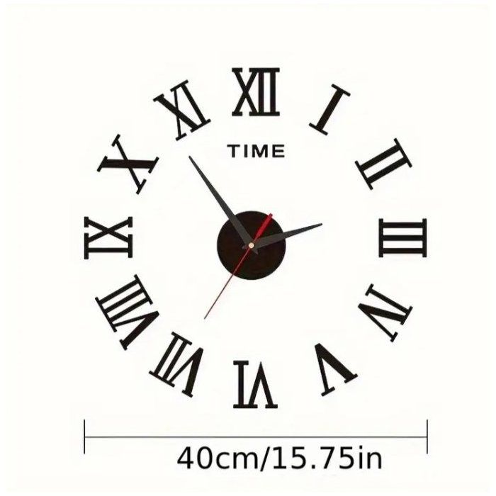 Horloge murale 3D - Autocollants muraux - Acrylique noir - 40cm - Design contemporain