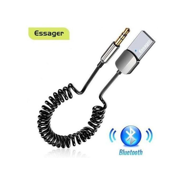 ESSAGER Adaptateur auxiliaire Bluetooth Dongle USB vers jack 3,5 mm audio de voiture
