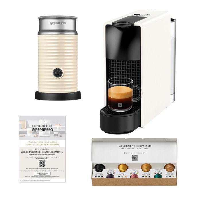 Coffret Nespresso Essenza Mini Blanche + Aeroccino 3