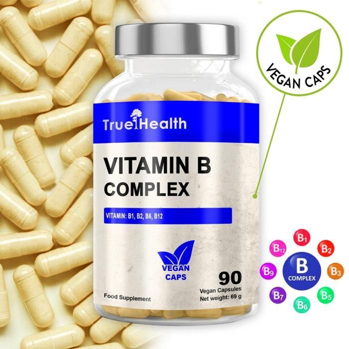 Vitamin B Complex Vitamin 90 Caps - Complexe de Vitamines B, Énergie, Concentration & Beauté