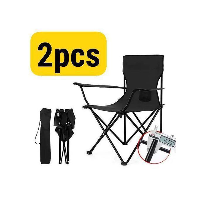 Chaise de camping et de plage - Non spécifié - Pack de 2 - Porte-gobelet - Sac de rangement - Aluminium/Acier , Couleur aliatoire