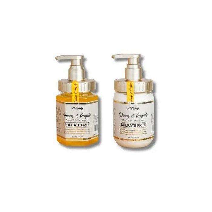 Pack Hellem Honey & Propolis – Shampoing Hydratant & Traitement Capillaire Sans Sulfate à l’Huile d’Argan Bio & Miel