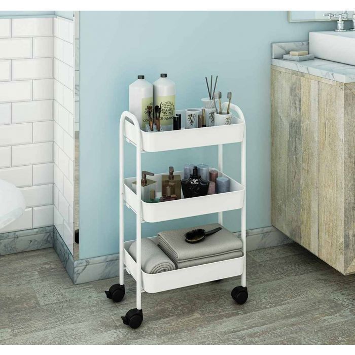 Meuble de rangement - HOME DECO FACTORY - HDE7519 - 3 étagères - Couleu Blanc - Métal - Design épuré