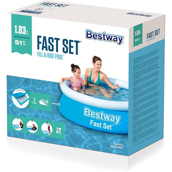 Piscine autoportante - Bestway - Fast Set - 183 cm - Duraplus 3 couches - Extérieur