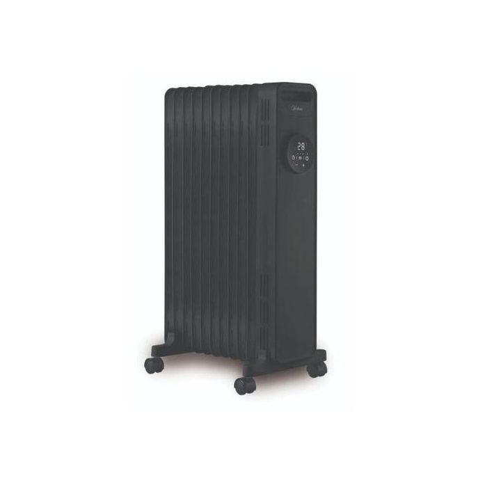 Midea Radiateur à Bain d'Huile 11 Éléments – 2300W, Thermostat, Afficheur Tactile, Télécommande, Roulettes – Noir