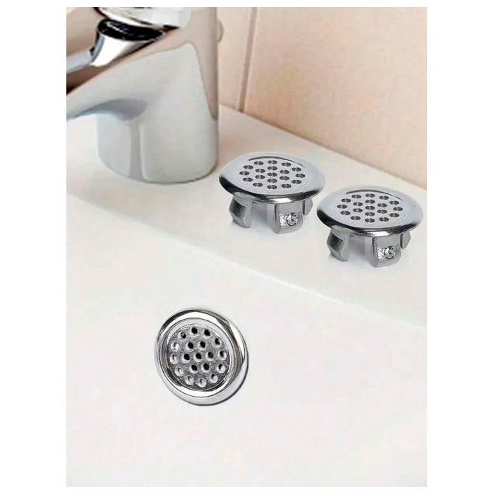 4 pièce Couvercle de trop-plein circulaire – Accessoire de lavabo/évier cuisine & salle de bain – Anti-obstruction, remplaçable
