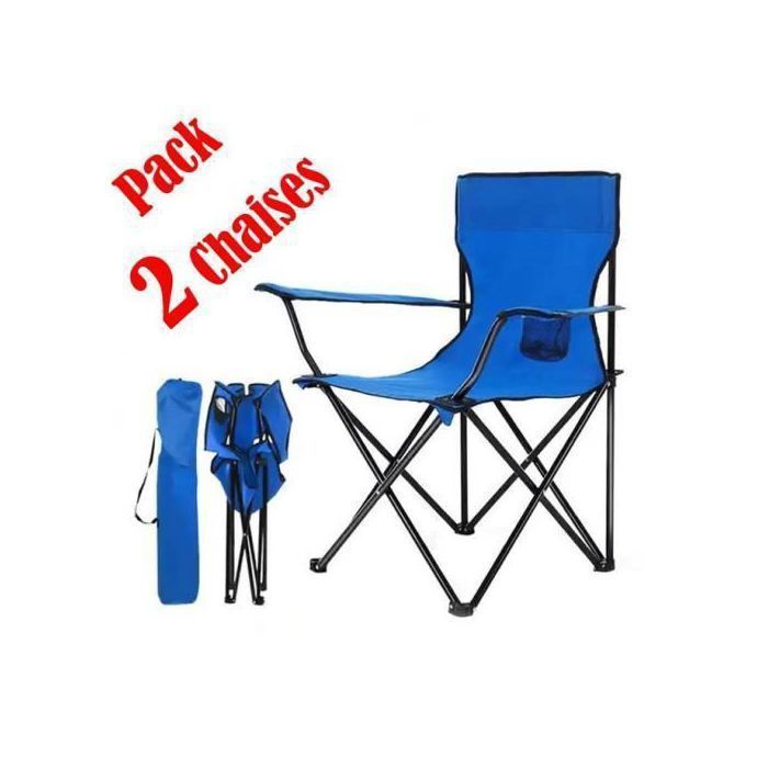 Pack 2 Chaise de Camping pliante, Portable, pour la plage, la pêche, le pique-nique...-7