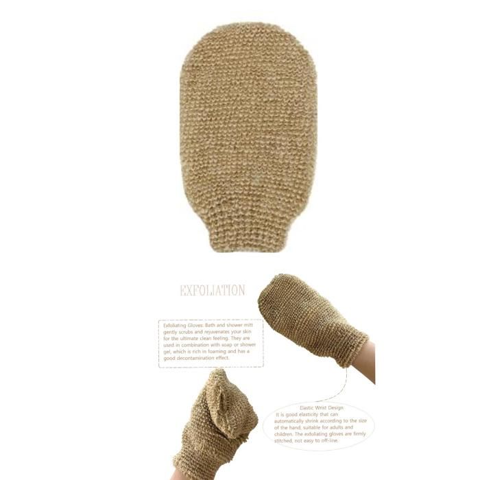 Gant de bain ,exfoliant,gommage,massage en fibre naturel de Jute.Couleurs Aléatoires.