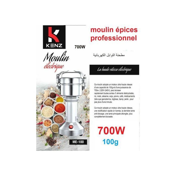 Moulin électrique professionnel – Café – Épices – Grains - 100 g - 700 W