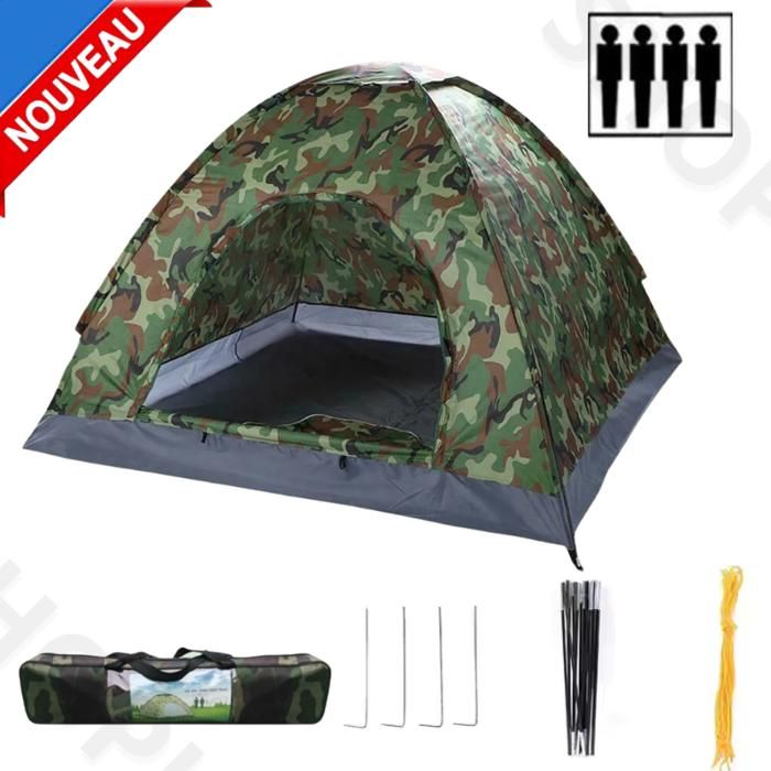 Tente  de camping pour 4 personnes, offrant un espace de 208x208x145 cm pour un confort optimal.