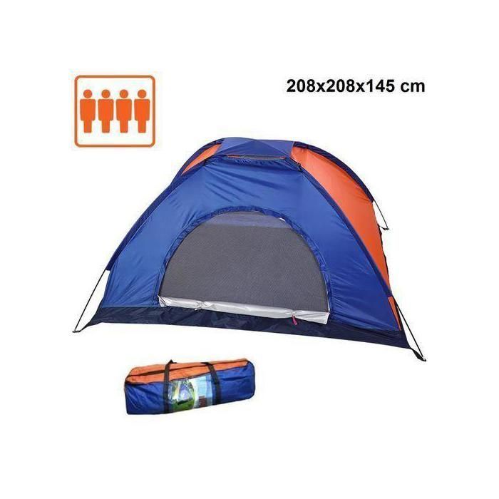 Tente  de camping pour 4 personnes, offrant un espace de 208x208x145 cm pour un confort optimal.