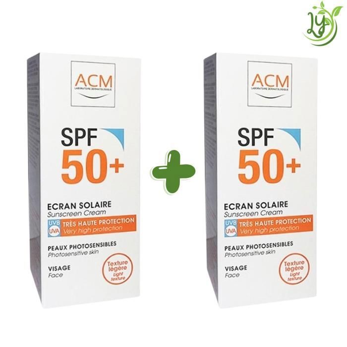 ACM Crème Solaire Visage SPF50 Lot de 2 x 50 ml