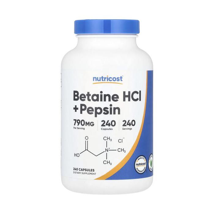Betaine HCl + Pepsin, 240 Capsules