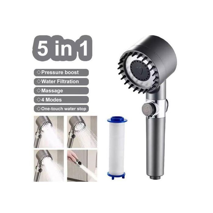 Pommeau de douche pressurisé avec filtre, économie d'eau réglable, haute pression, 4 modes, HOÉnergiejumi-4