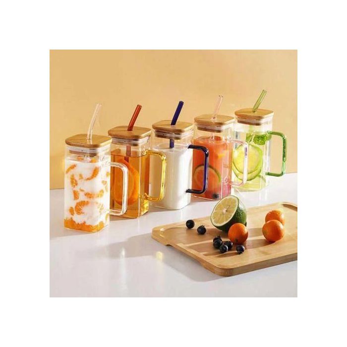tasse Avec couvercle et paille – Verres réutilisables pour café glacé, jus, soda, boissons-2