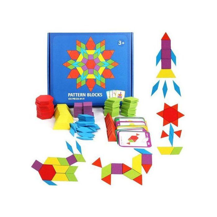 Jouet enfant Blocs Montessori en bois pour enfants jouet de forme colorée, 155 pcs