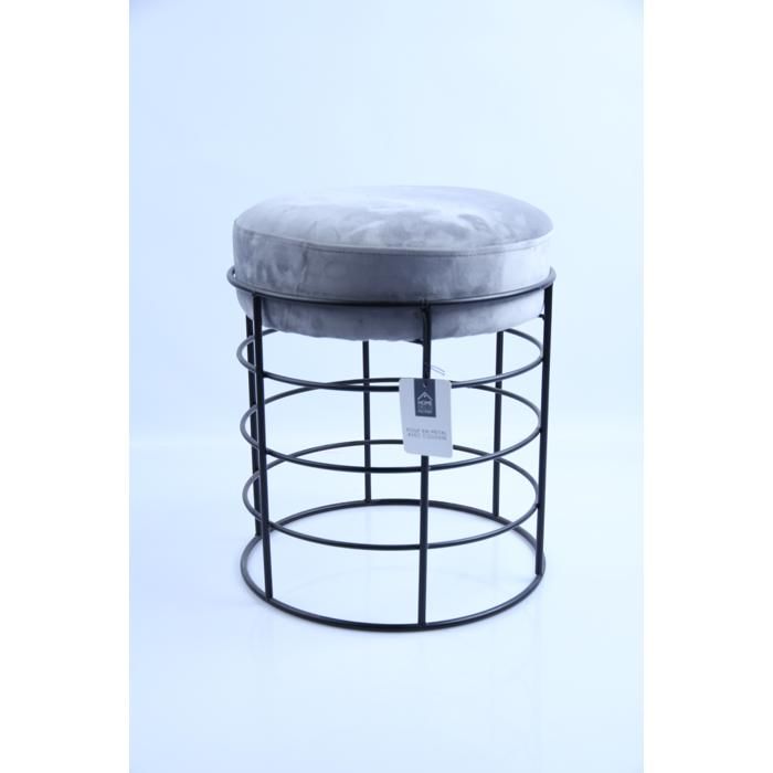 Pouf - HOME DECO FACTORY - Noir - Métal - Tissu - 1 place