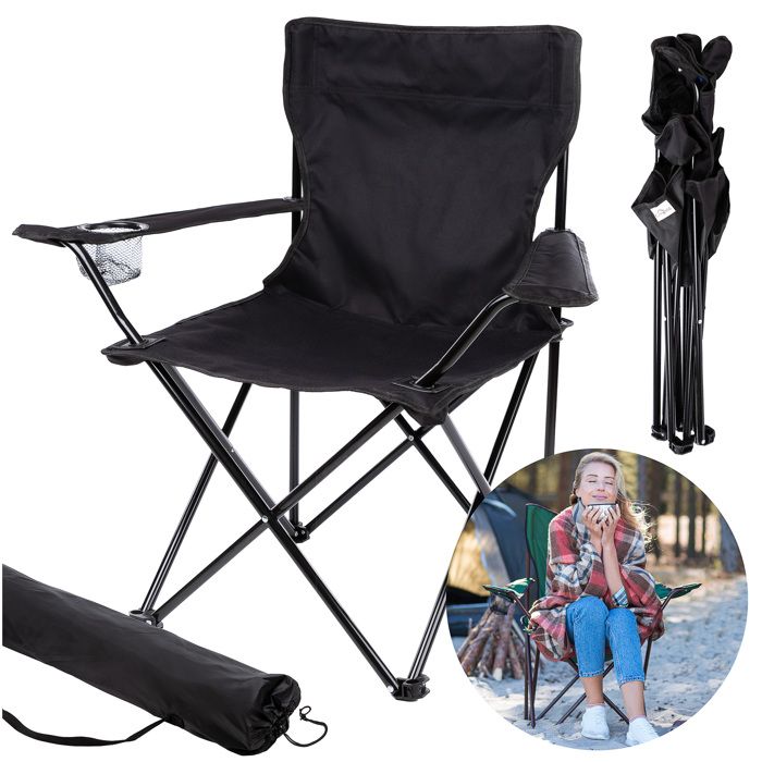 Chaise de pêche pliante - Campela - CA1406BLK - Métal - Tissu Oxford 600D - Sac inclus