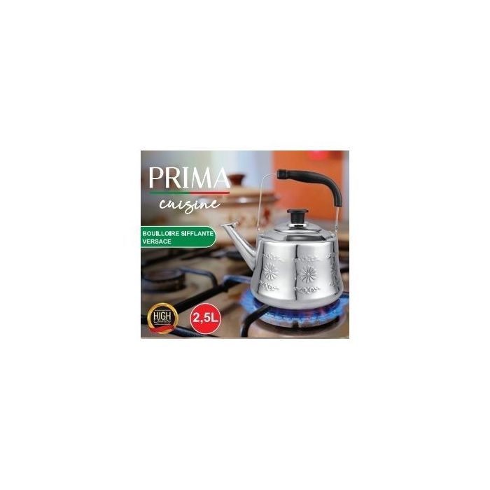 Bouilloire Sifflante - PRIMA - 2.50 L - Inox - Poignée Bakélite - Longue Durée