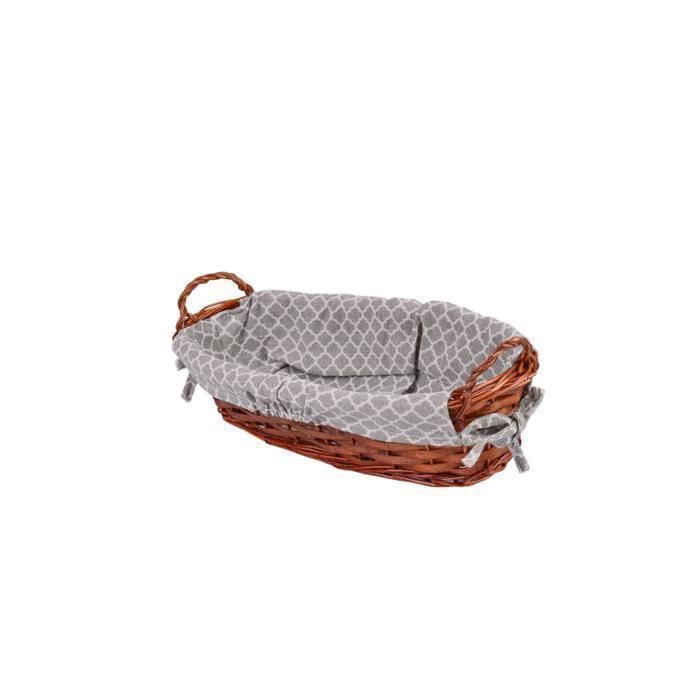 Corbeille à pain - Tendy - Ronde - Osier naturel - Doublure gris/beige - Élégante et pratique