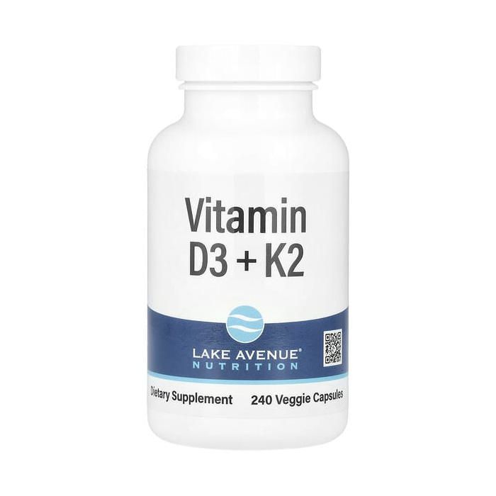 Vitamines D3 + K2, 240 capsules végétariennes