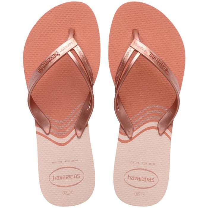 Tongs - Havaianas - Elegance Print - Rose - Semelle fine - Brides métalliques