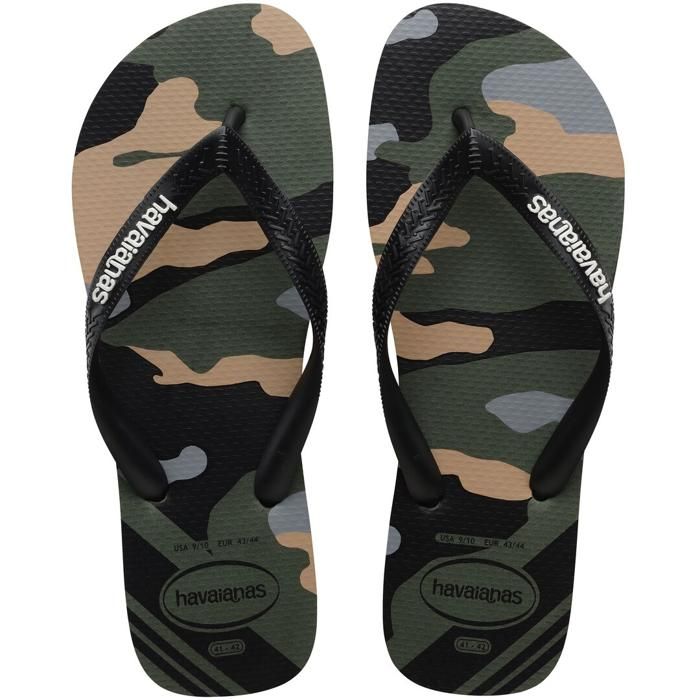 Tongs - Havaianas - TOP CAMU GREEN OLIVE/BLACK - Caoutchouc - Confortables - Design varié