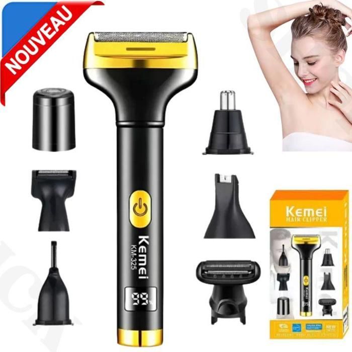 Rasoir Épilateur Femme 7-en-1 Ciseaux Visage et Oreilles Tondeuse Électrique KM-325