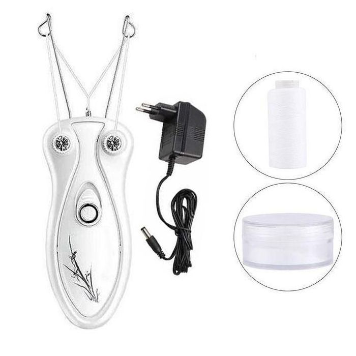 Épilateur électrique pour visage, avec fil de coton et poudre, pour éliminer les poils du visage
