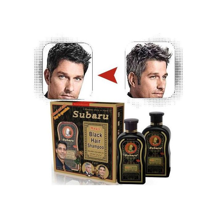 Subaru Shampoing colorant noir Subaru pour Hommes & Femmes 200ML x 2 (400 ML )