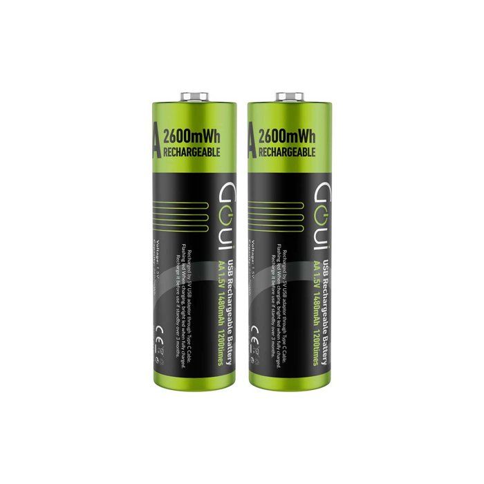 Piles AA rechargeables Goui (2 pièces) noires
