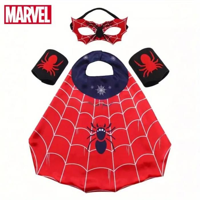 Set Déguisement Spiderman Enfant 4pcs – Cape, Masque, Poignets – Costume Super-Héros MARVEL