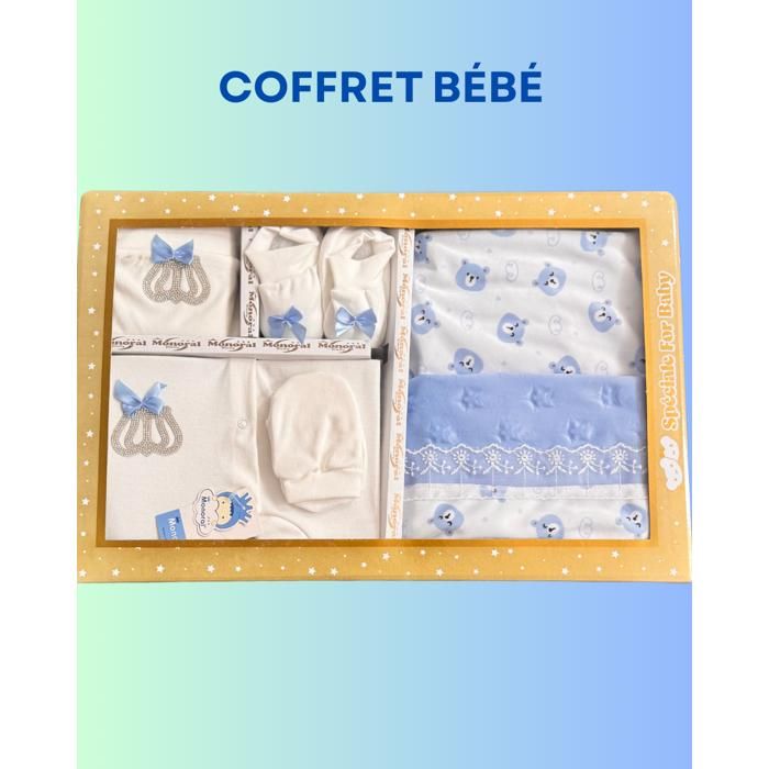Coffret Cadeau Naissance 5 Pièces – Bébé Garçon Bleu