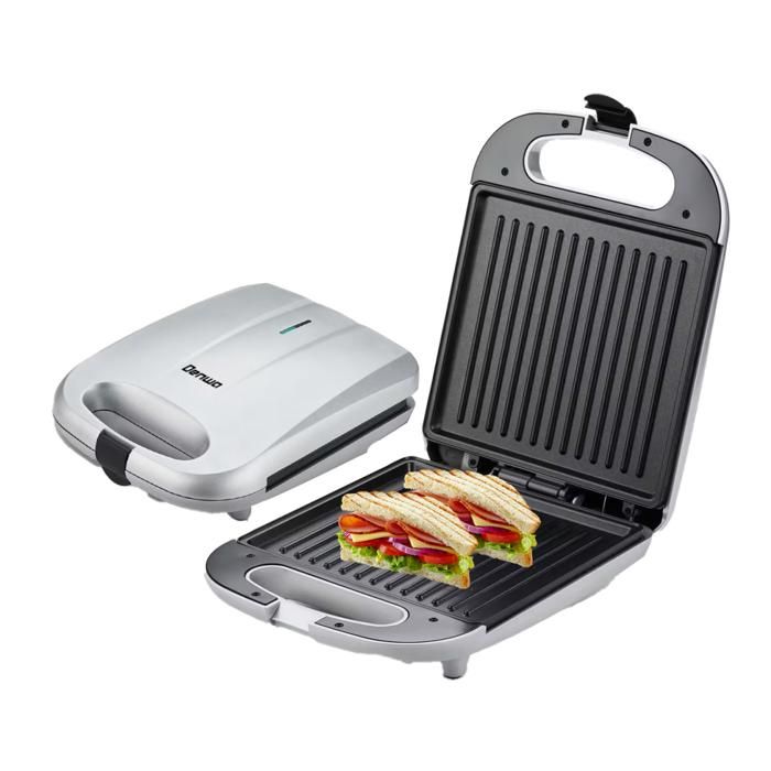 Grill Panini & Appareil à Croque-Monsieur DENWA SG32AA - 1400W - Capacité 4 Tranches - Plaques Antiadhésives