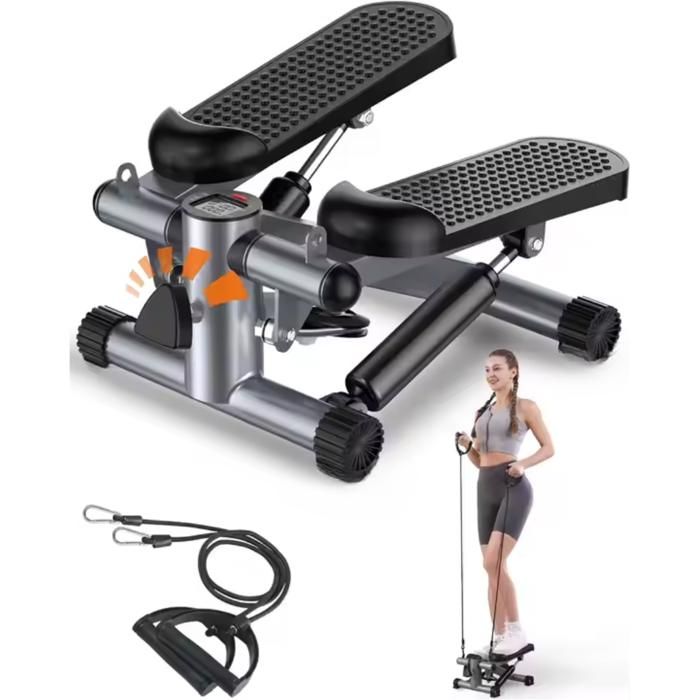 Mini stepper de fitness avec bandes de résistance, écran LCD et capacité de charge jusqu’à 136 kg