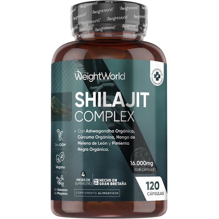 Complexe Shilajit Avec ashwagandha, crinière de lion et curcuma, 16 000 mg, 120 capsules