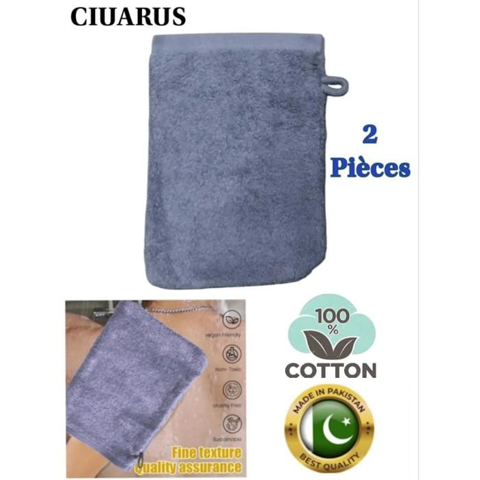 Gants de toilette - CIUARUS - Lot de 2 - 100% Coton - Bleu profond - 520 gr/m²