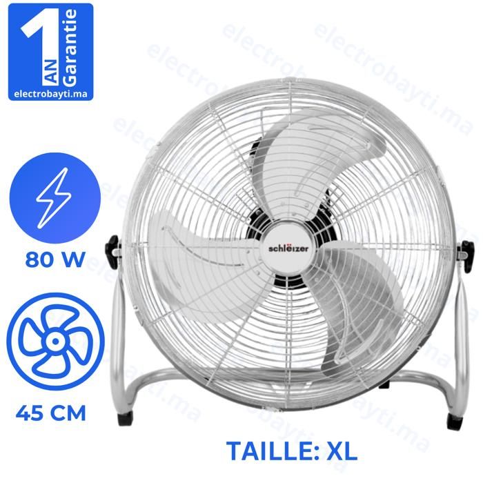 Ventilateur posable sur pied - 45 CM -  3 vitesses - 80W - INOX
