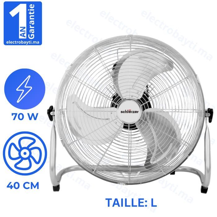 Ventilateur posable sur pied - 40 CM -  3 vitesses - 70W - INOX