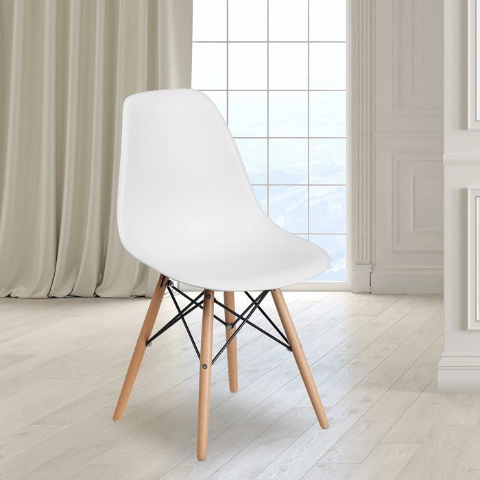 Chaise de salle à manger style Eames assortiment 46 x 82 cm - Blanc