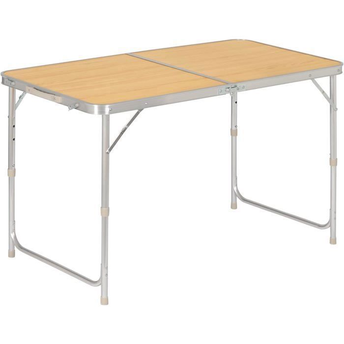 Table Camping Double 120 x 60 x 70 cm Couleur Bois