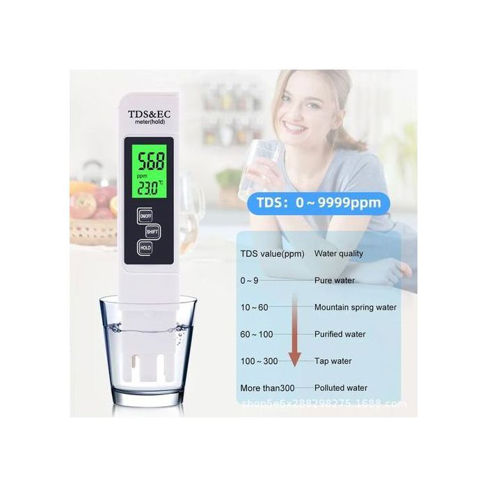 Testeur de qualité de l’eau, TDS Compteur de mesures plus batterie