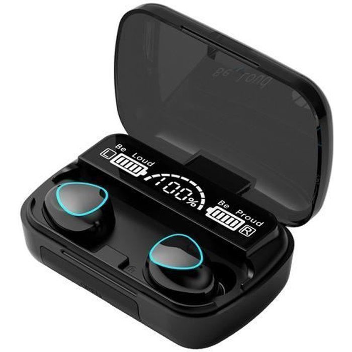 Ecouteur Bluetooth 5.3 M10 - Oreillette sans Fil 120h - Etui de Chargement IP7 Étanche HiFi Stéréo Imperméable