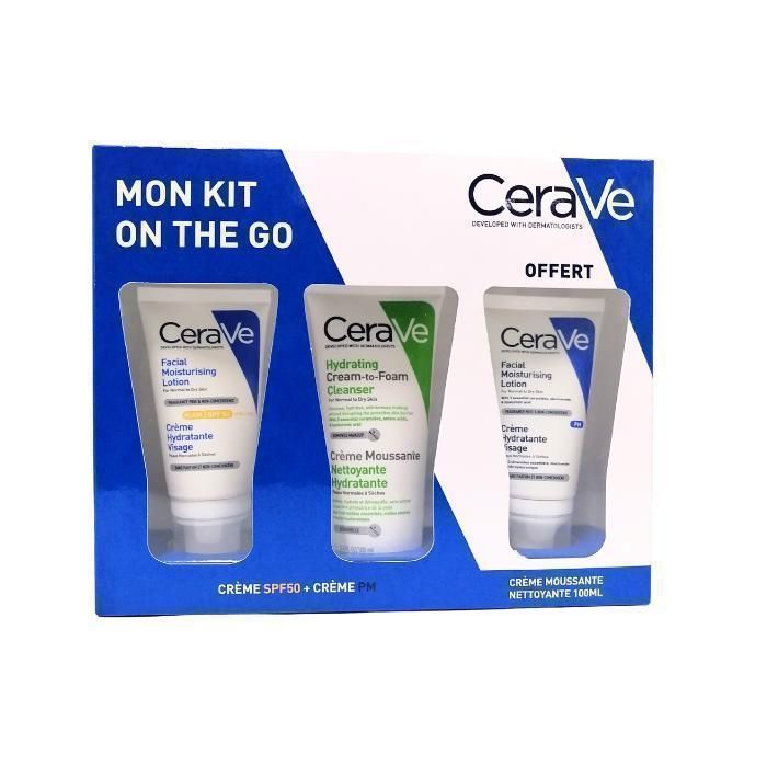 Cerave Mon kit On the Go "Cr Hydrat 52ml+Cr Hydrat spf50+Cr Mouss Pm"