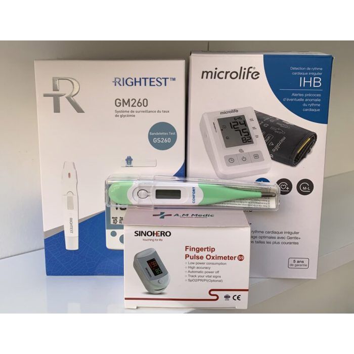 Pack diagnostic : Tensiomètre Microlife+ Appareil glycémie + Oxymètre= Thermomètre gratuit