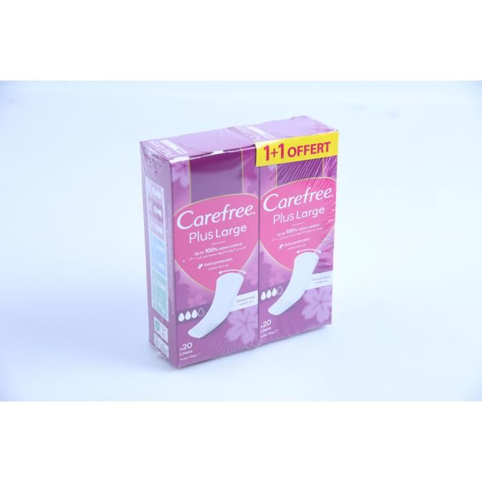 Protections hygiéniques - CAREFREE - Lot Carefree PS Large - 20 unités - 1+1 gratuit - Anti-fuites