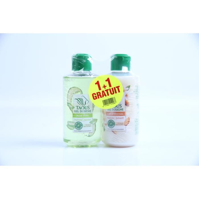 Gel Douche - TAOUS - Pack Grand Format - 250 ml - Lait d’Amande - Aloé Vera - Non Gras